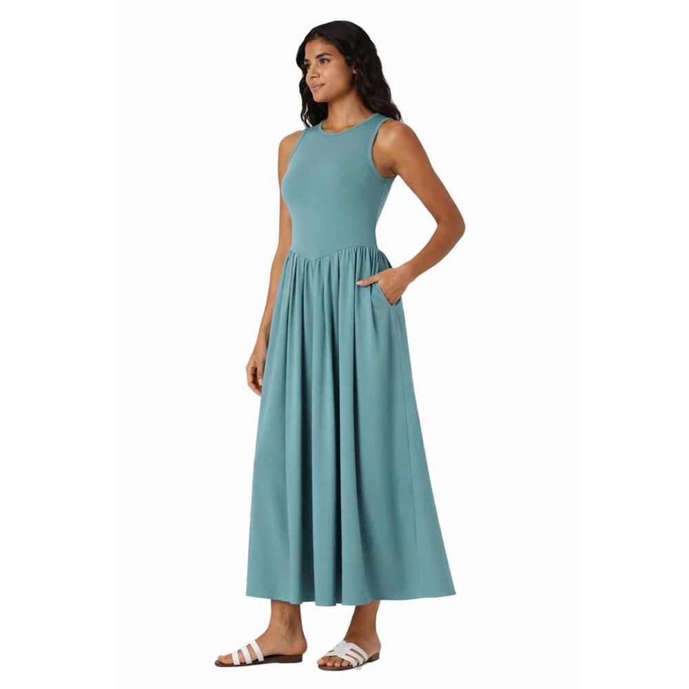 HALARA Teal Sleeveless Maxi Dress